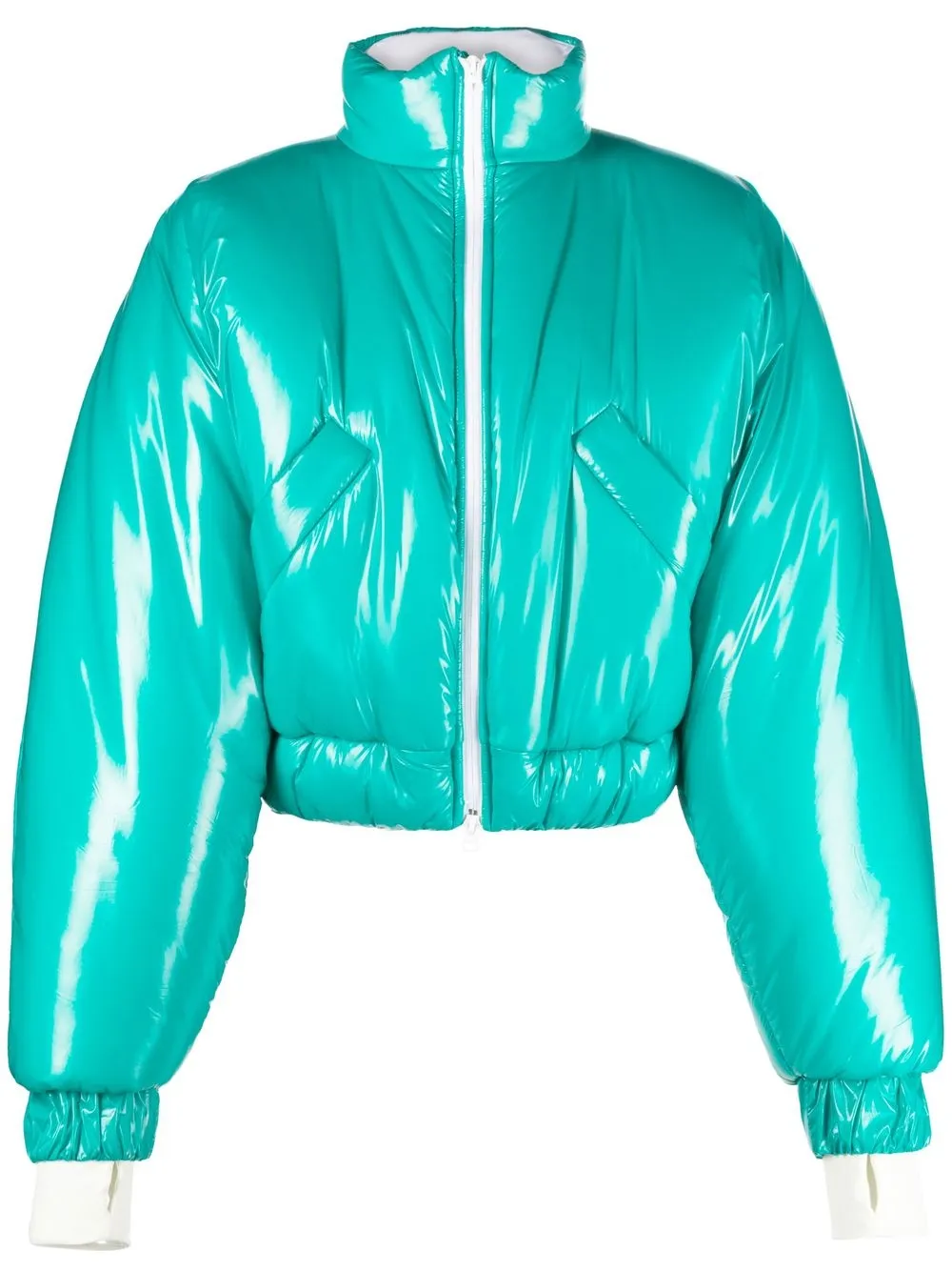 

POSTER GIRL logo-print cropped puffer jacket - Green