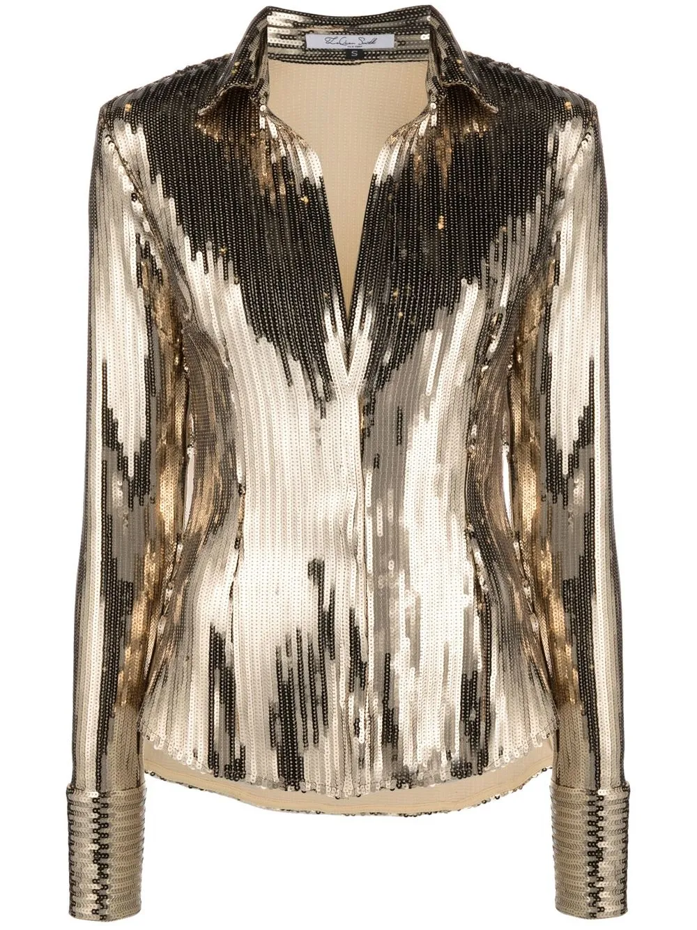 

LaQuan Smith spread-collar sequin shirt - Metallic