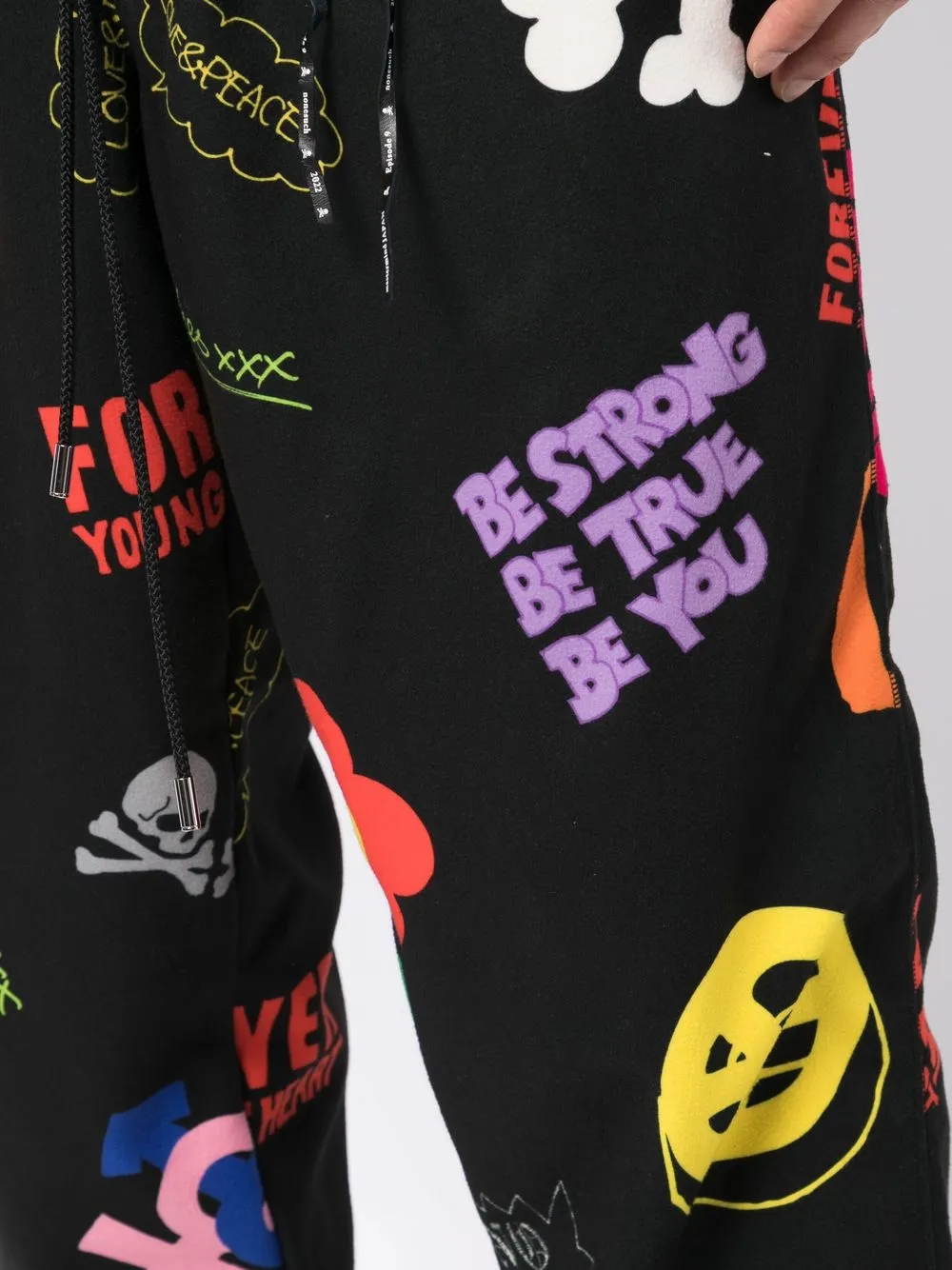 Mastermind Japan Graphic-print Drawstring Track Pants In Schwarz