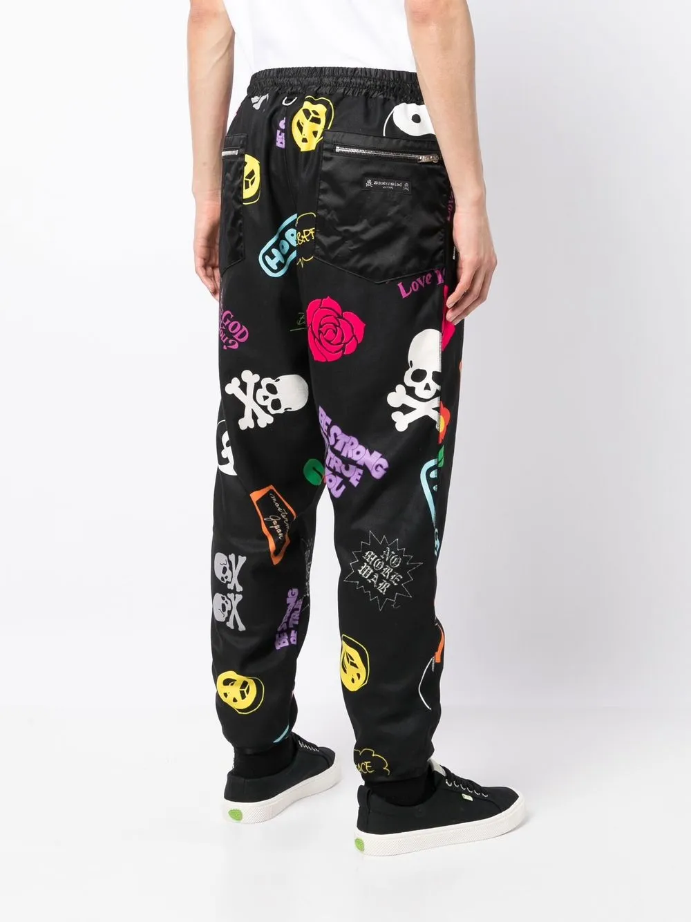 Mastermind Japan Graphic-print Drawstring Track Pants In Schwarz