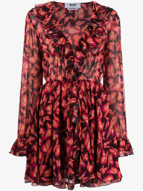 MSGM butterfly pattern mini dress