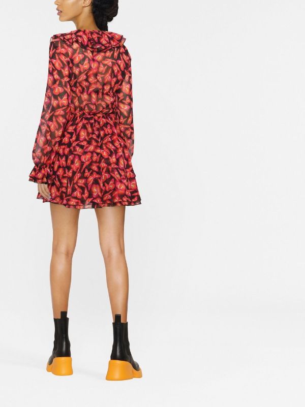 MSGM butterfly pattern mini dress - Pink