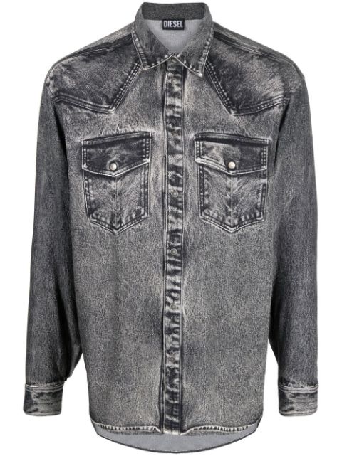 Diesel acid-wash long-sleeve shirt Men