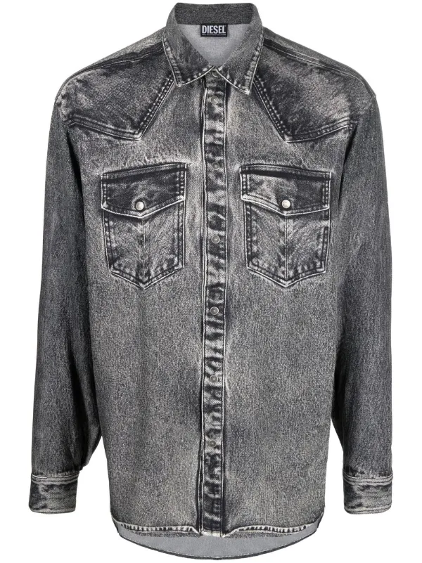Diesel acid-wash long-sleeve Shirt Black FARFETCH IN - Main Image
