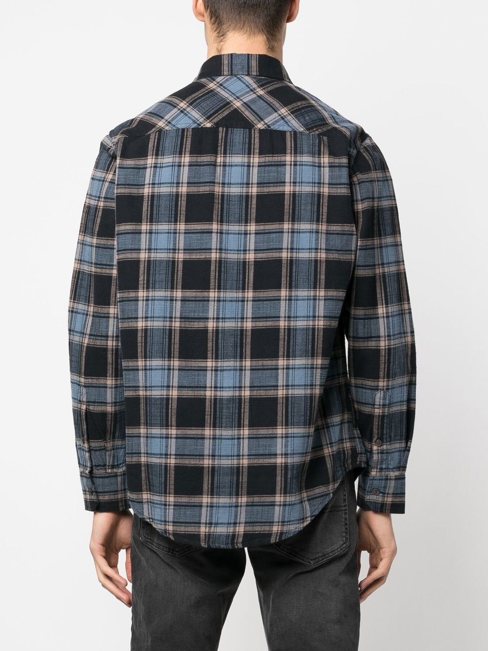 Shop Diesel S-umbe-n Checked Cotton Shirt In Black