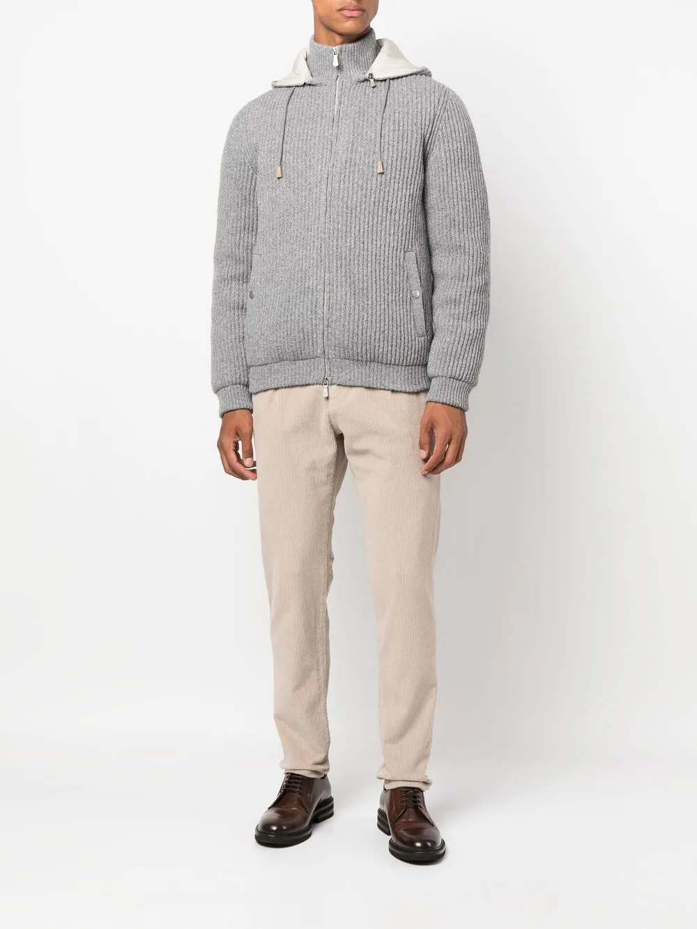 Eleventy Ribfluwelen broek - Beige