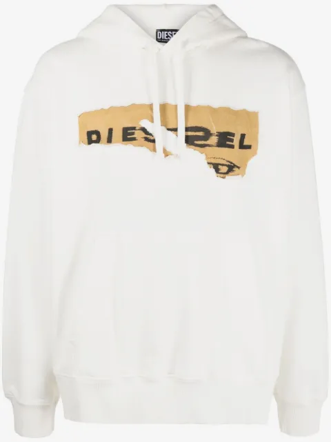 Diesel hoodie con logo estampado y detalles rasgados