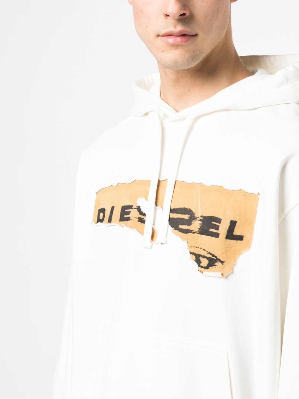 Diesel ripped logo print hoodie Men