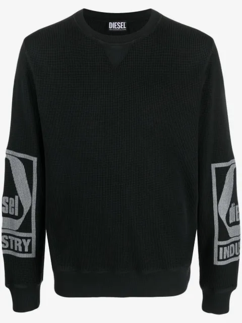 Diesel logo print chunky-knit jumper