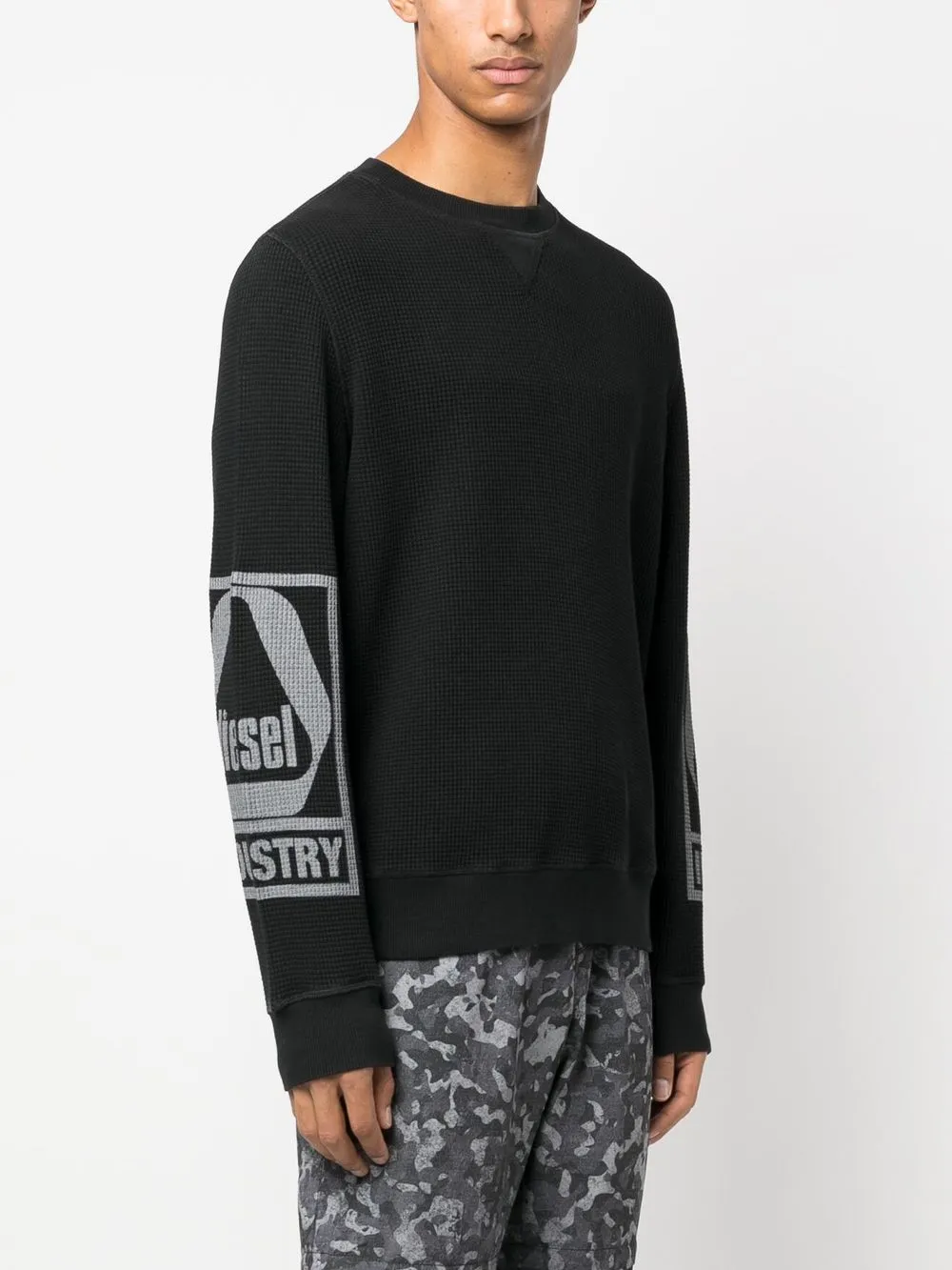  Diesel Grob Gestrickter Pullover Mit Logo   Schwarz 