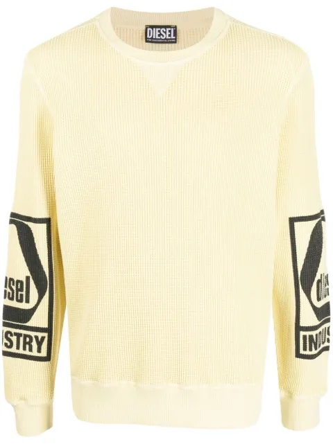 Diesel logo print chunky-knit jumper