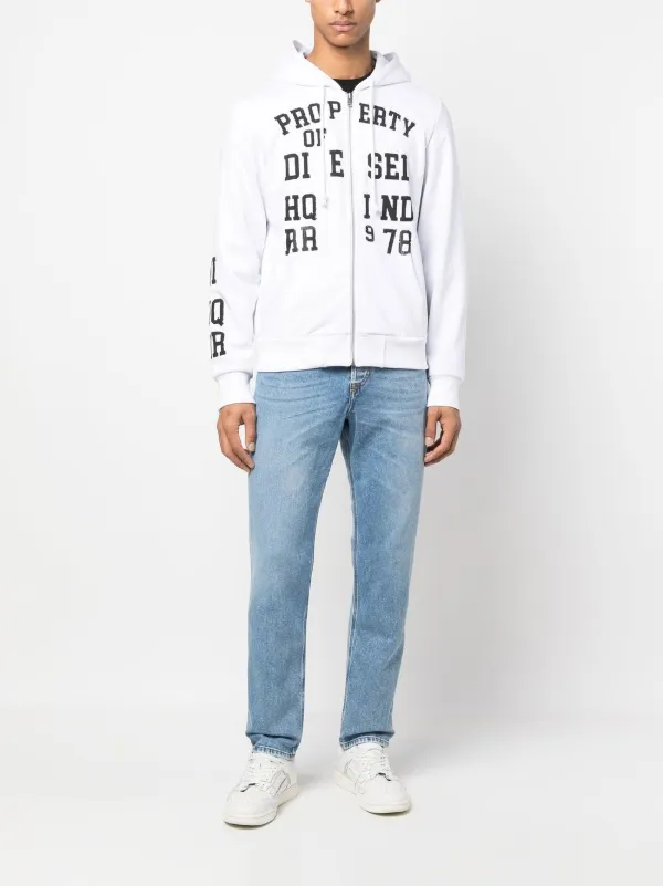 White on sale denim hoodie