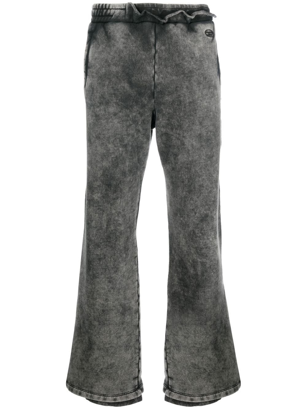 Diesel Logo-embroidered Wide-leg Track Pants In Grey