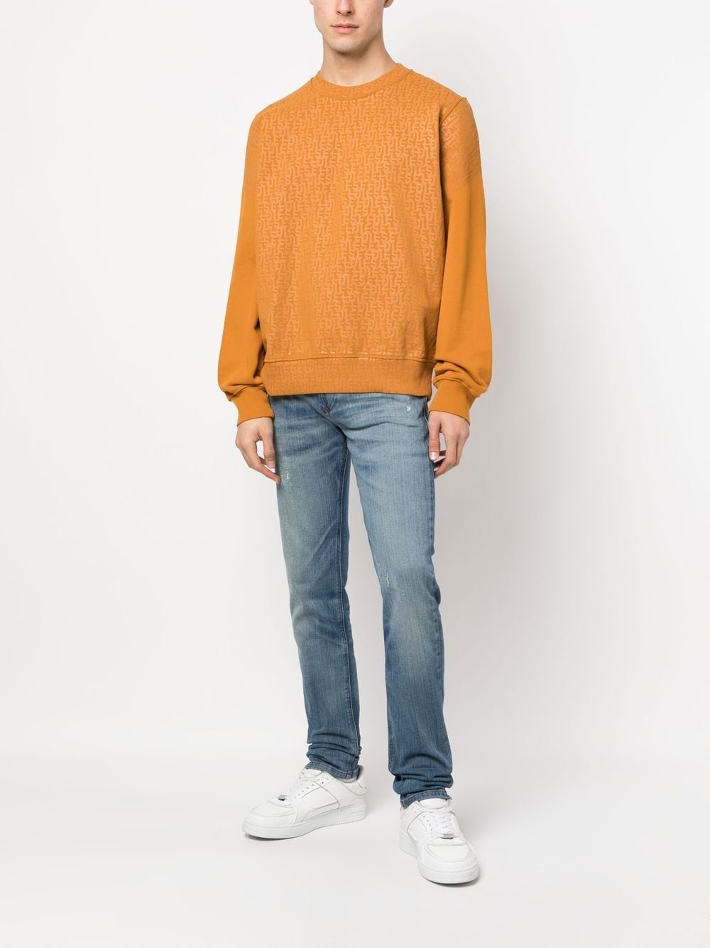 Diesel Sweater met logoprint - Oranje