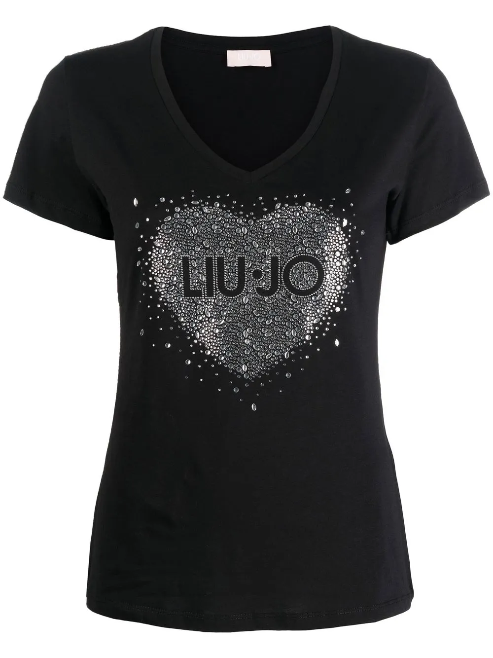 

LIU JO playera con logo y detalles de cristal - Negro