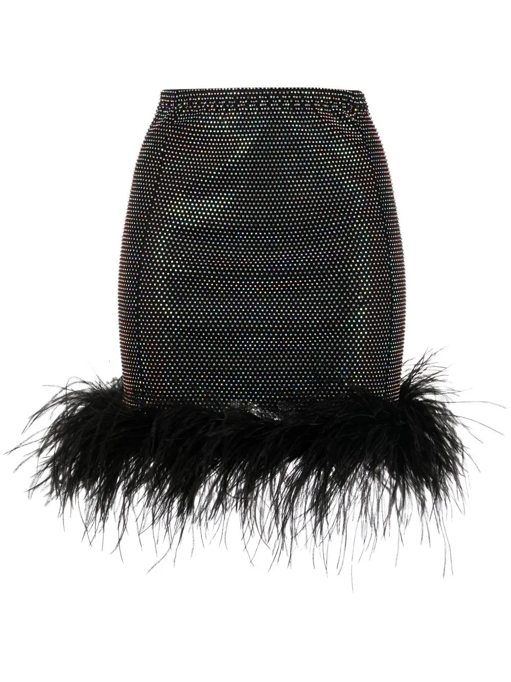 

Santa Brands feather-trimmed rhinestone mini skirt - Black