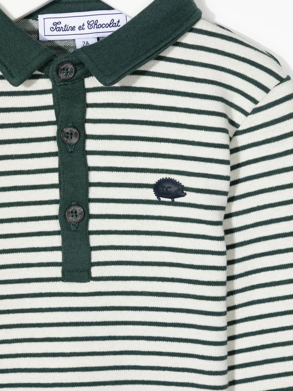 Shop Tartine Et Chocolat Logo-patch Striped Polo Shirt In Grün