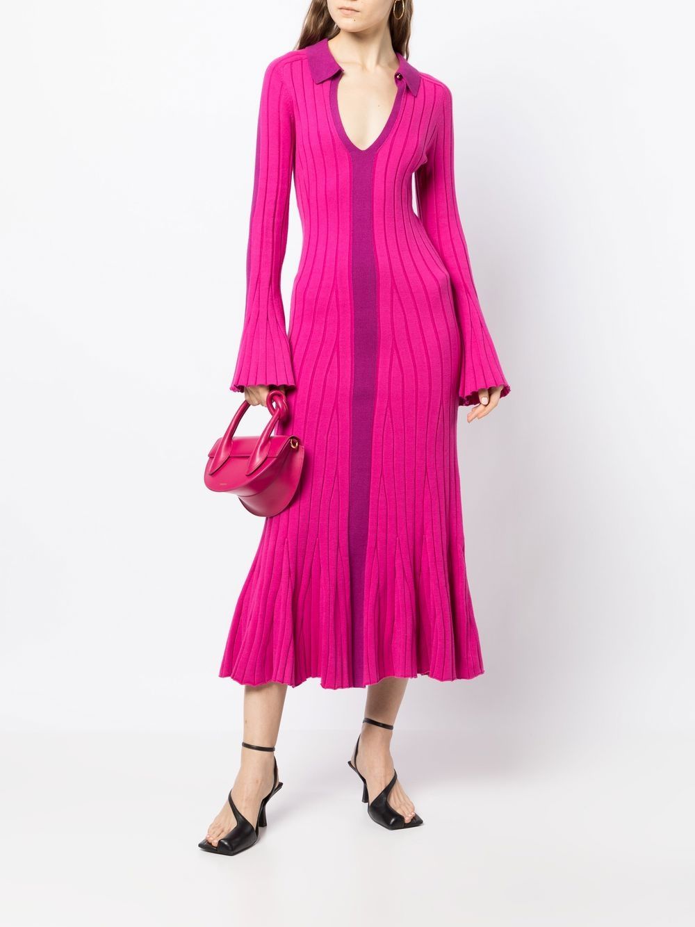 Acler Ribgebreide jurk - Roze