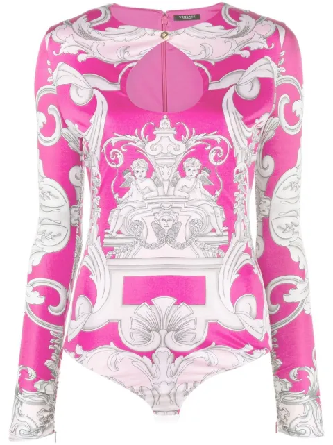Barocco-print cut-out bodysuit