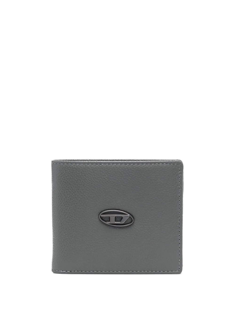 

Diesel logo-plaque grained leather wallet - Grey