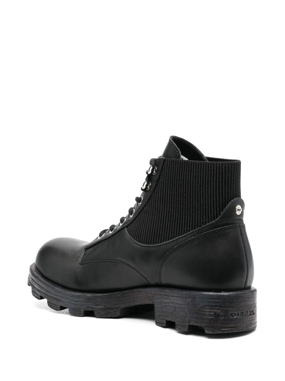 Shop Diesel 40mm Leather Combat Boots In Black