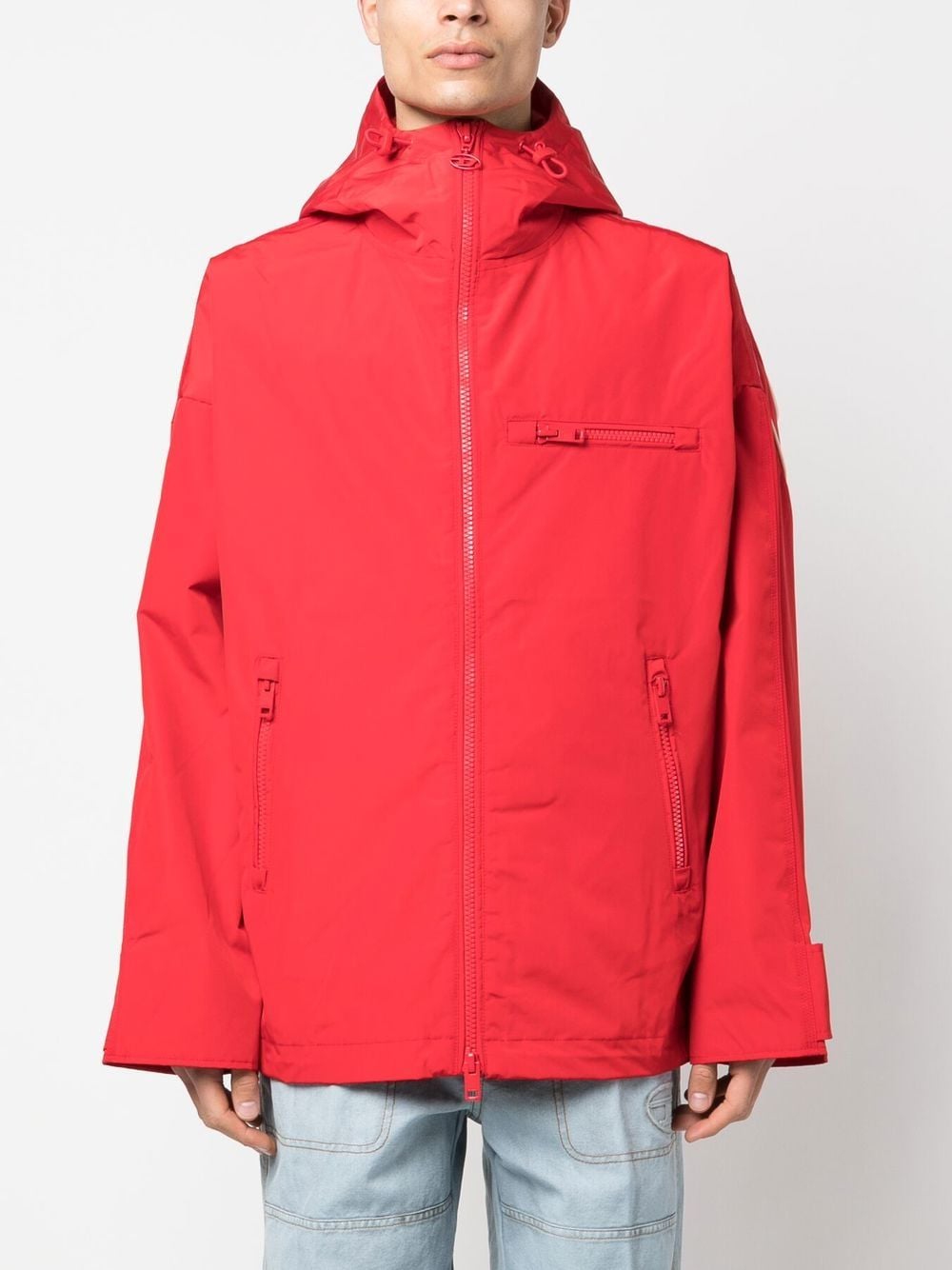 Shop Diesel W-hennes Logo-piped Parka In Red