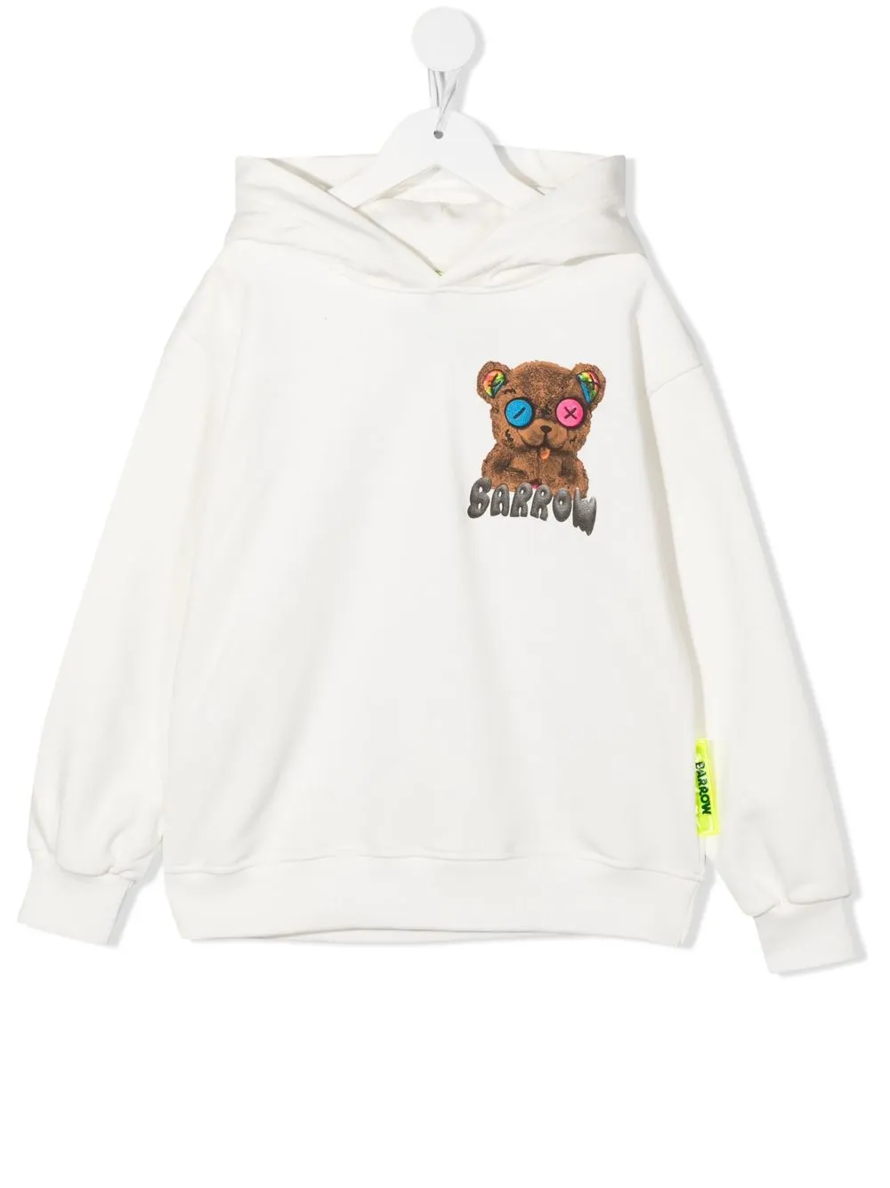 Barrow kids teddy-print cotton hoodie - White