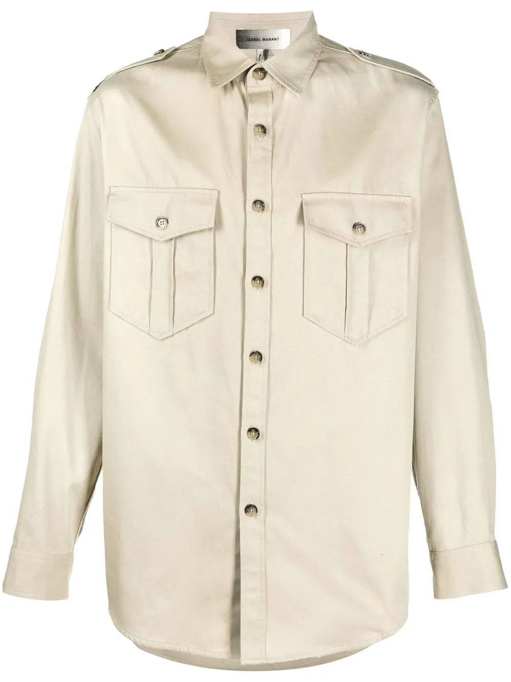 

Isabel Marant geometric logo-embroidered shirt - Neutrals