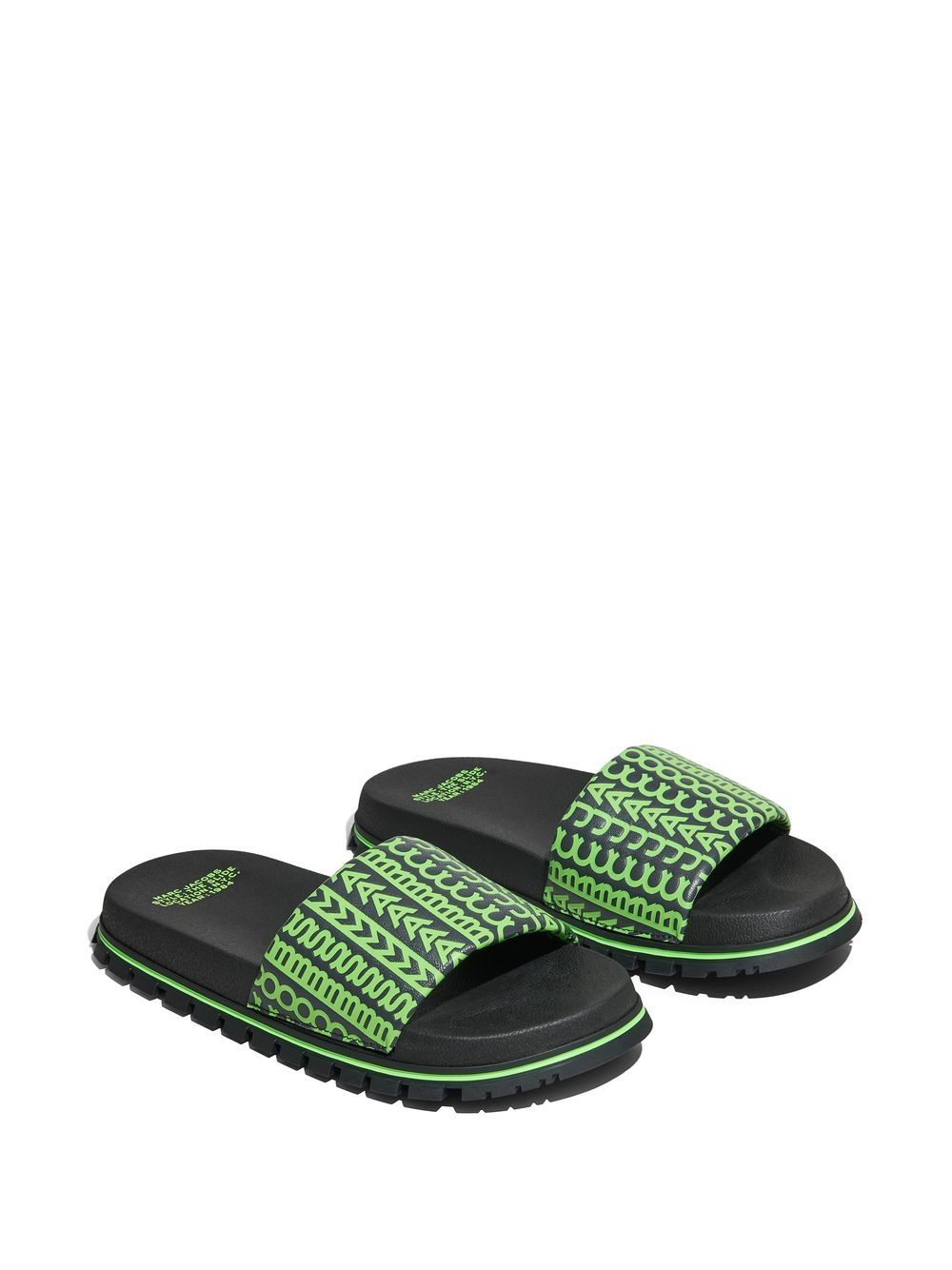 Shop Marc Jacobs The Slide Logo-embossed Slides In Green