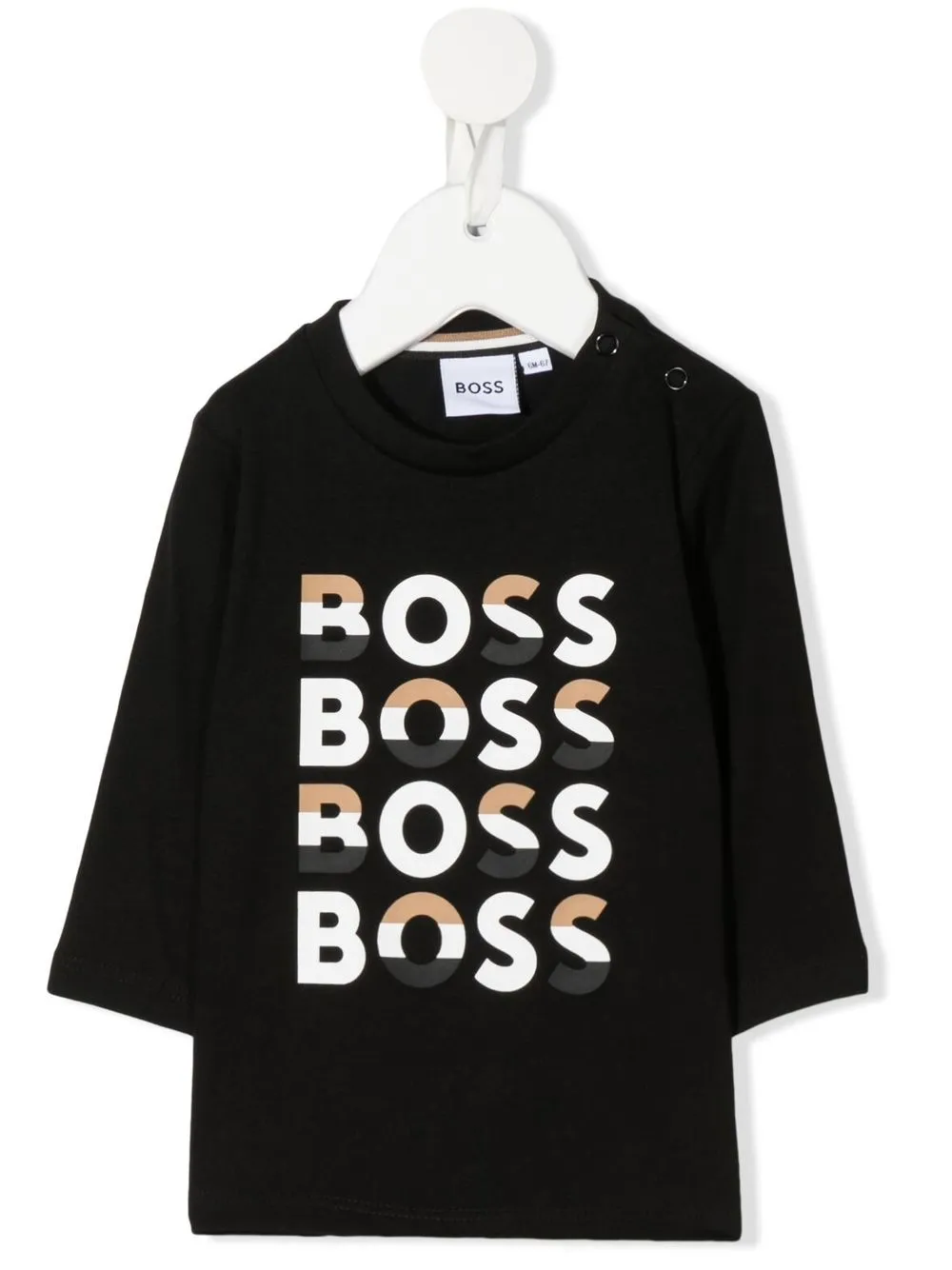 

BOSS Kidswear playera manga larga con logo estampado - Negro