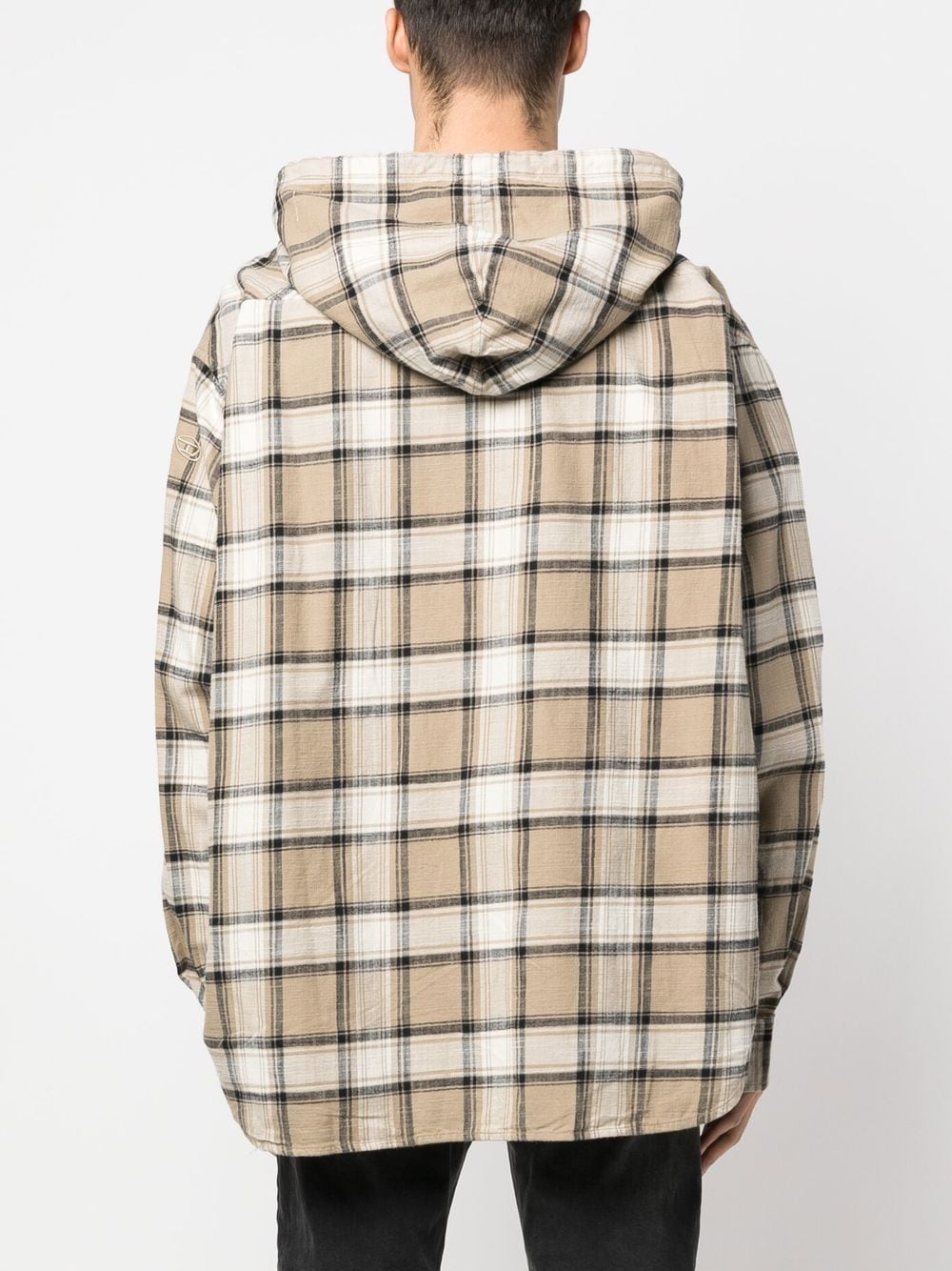 Shop Diesel S-dewny Checked Hooded Shirt In Neutrals