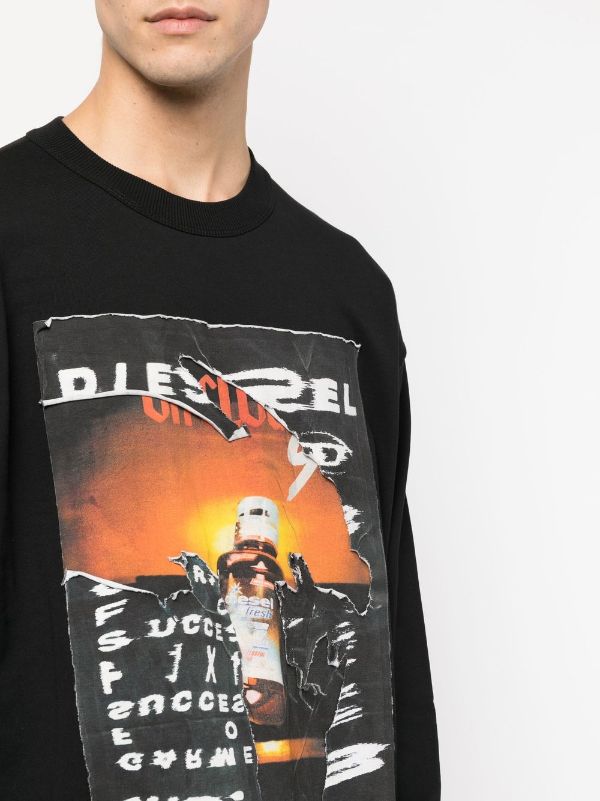 Diesel Ripped Graphic Print Sweatshirt - Farfetch