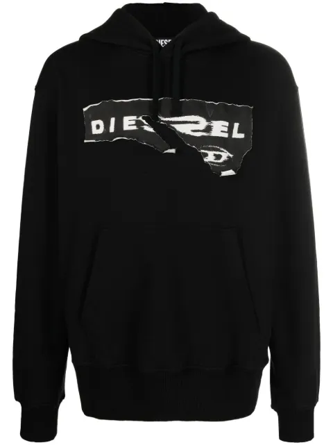 Diesel hoodie rasgados con logo estampado