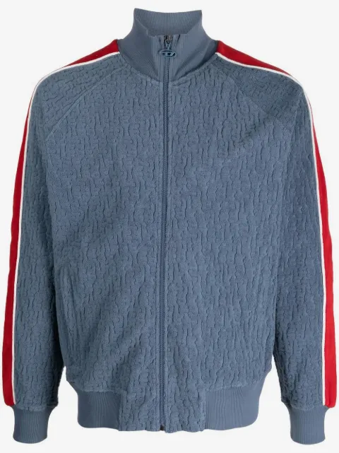 Diesel stripe-sleeve zip-up sweatshirt