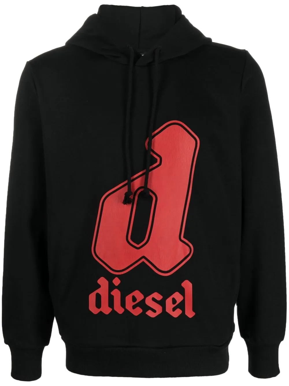 Diesel Logo-print Long-sleeve Hoodie In Black