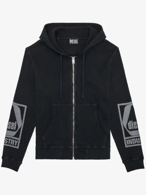 Diesel zip-up waffle-knit hoodie