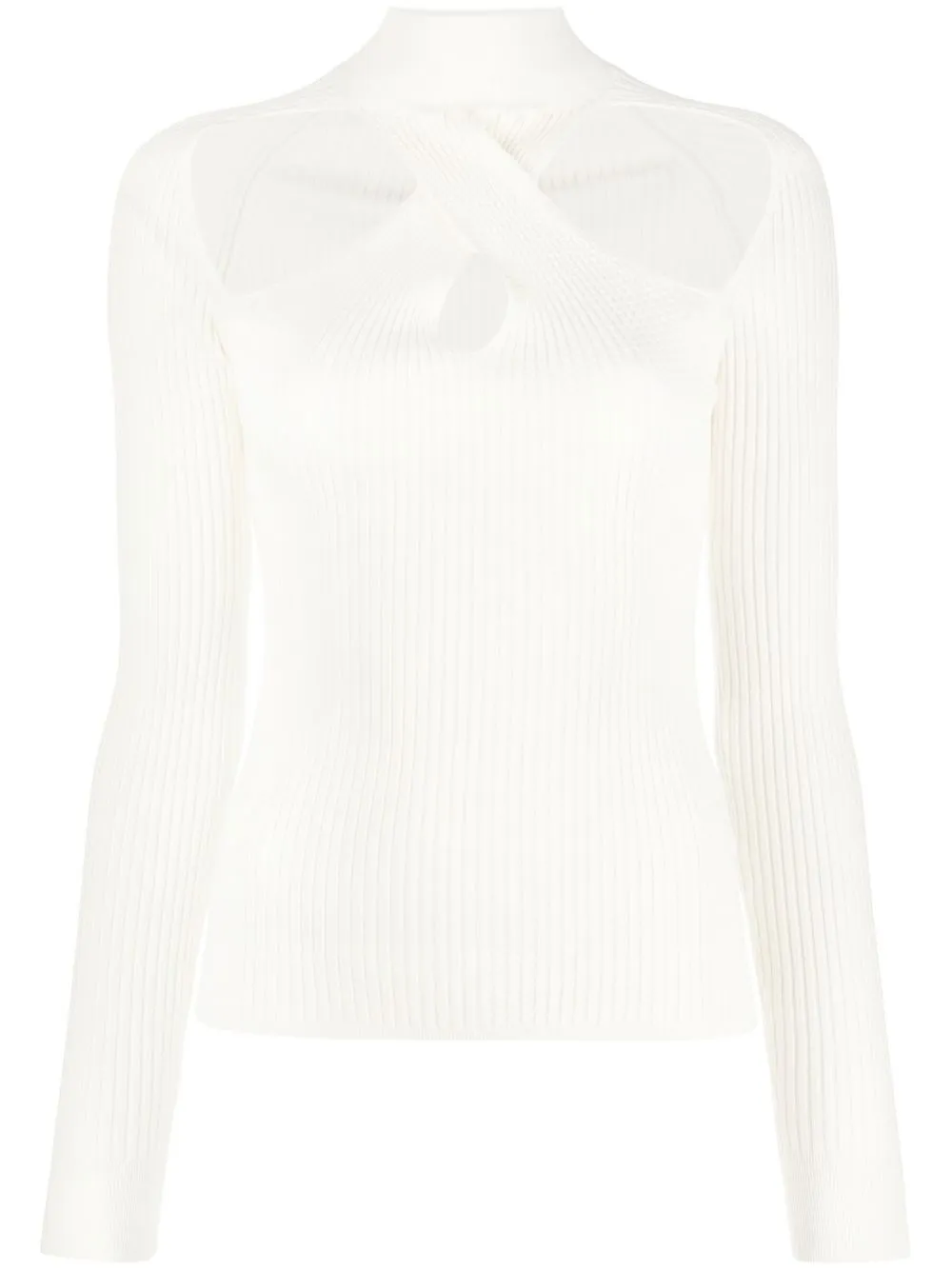 

MSGM cut-out detail mock neck jumper - Neutrals