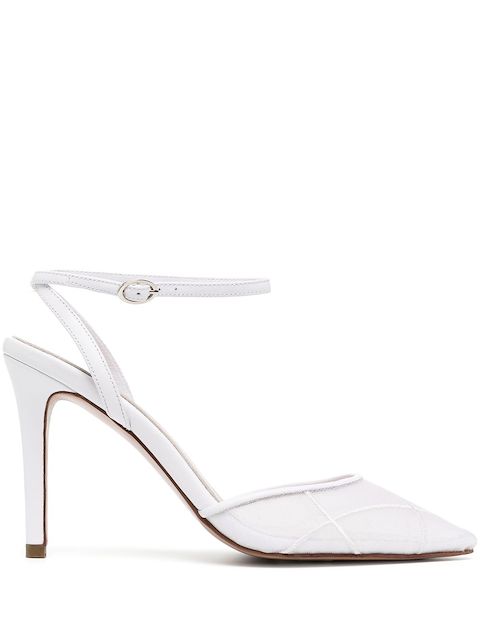 Andrea Wazen  embroidered leather pumps