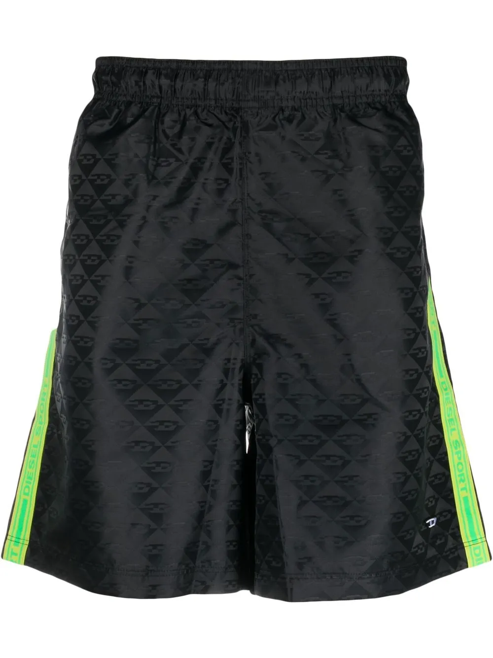 black and neon green shorts