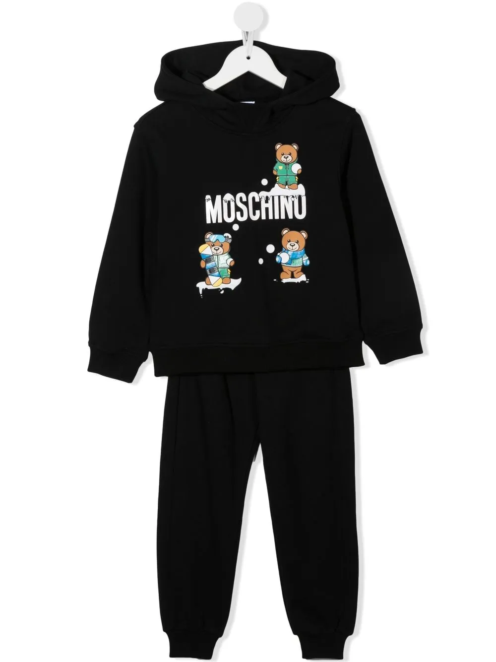 Moschino Kids' Logo印花连帽运动套装 In Black