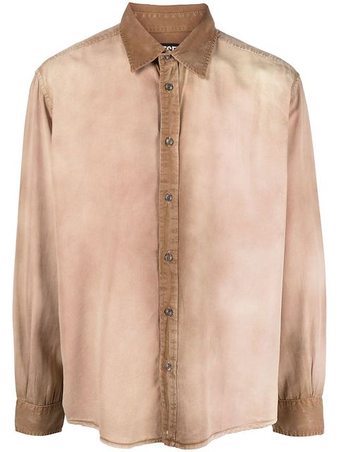Diesel faded-effect longsleeved lyocell shirt
