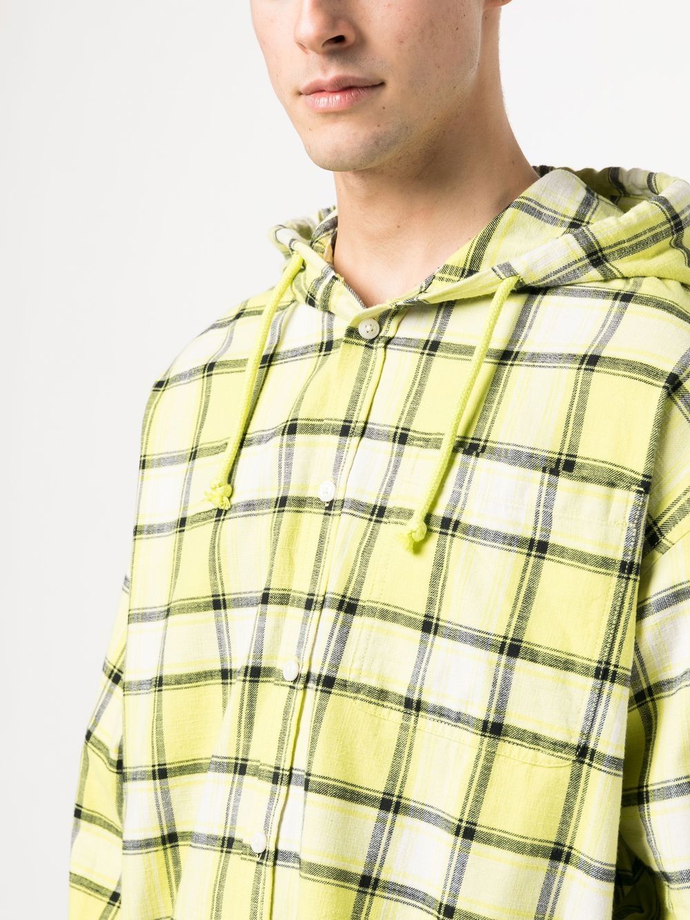 Shop Diesel Checked Shirt Jacket In Yellow