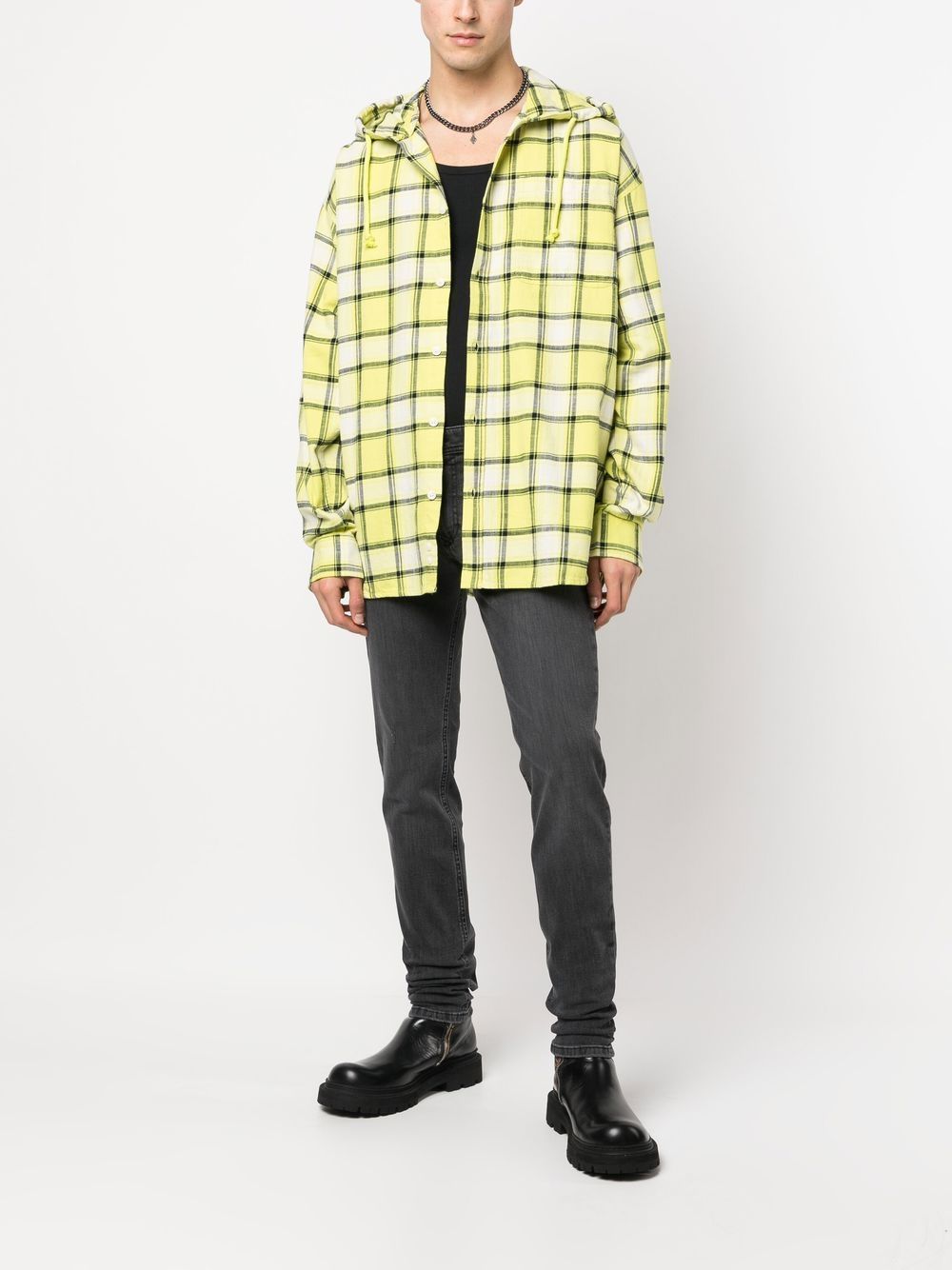 Shop Diesel Checked Shirt Jacket In Yellow