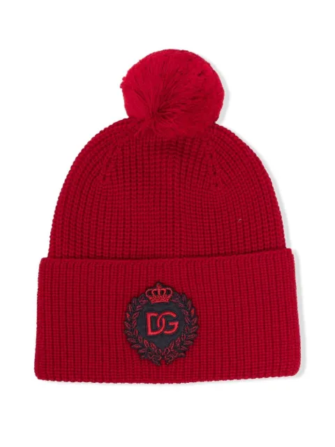 Dolce & Gabbana Kids Bommelmütze mit Logo-Stickerei