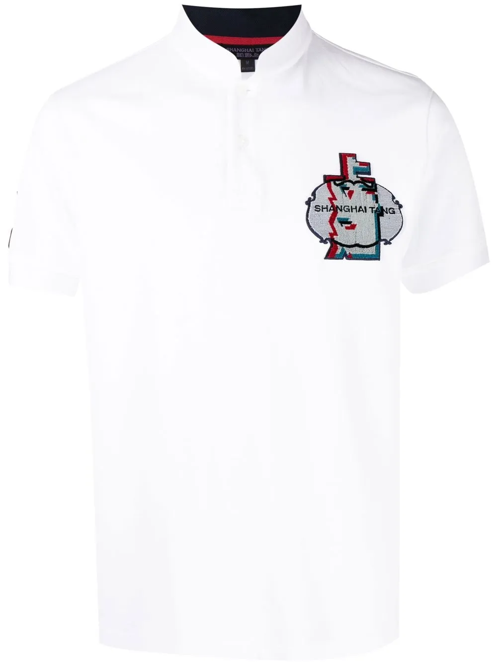 

Shanghai Tang Mandarin-collar chest-logo polo - White