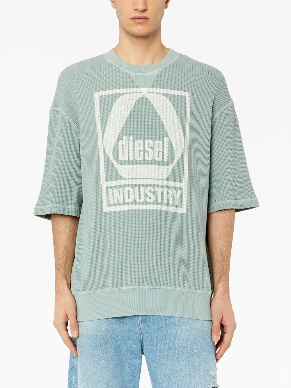  Diesel Gestricktes T Shirt Mit Logo   Grün 