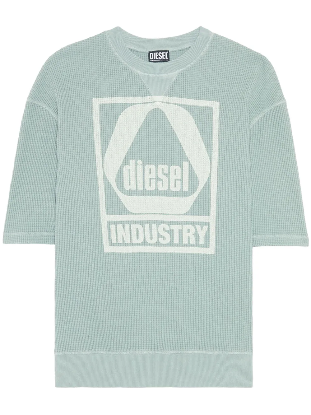 Diesel 로고 프린트 니트 티셔츠 | 그린 | Image 1