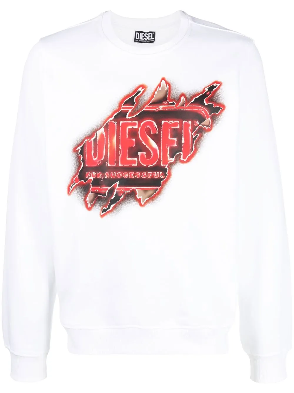 

Diesel ripped logo print sweatshirt - White