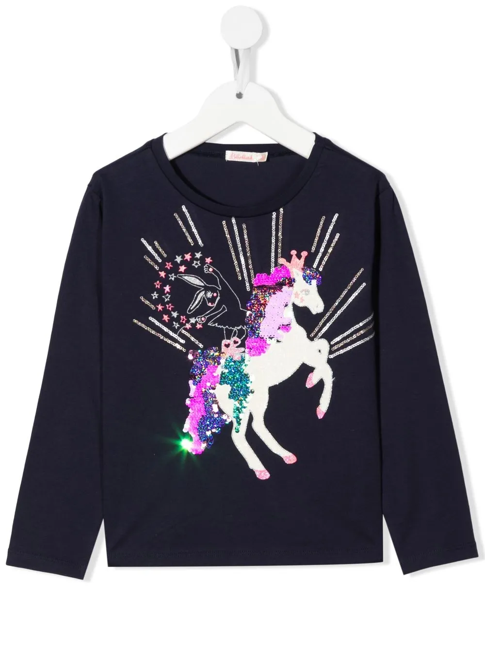 Shop Billieblush Unicorn Sequin-embellished T-shirt In Blau