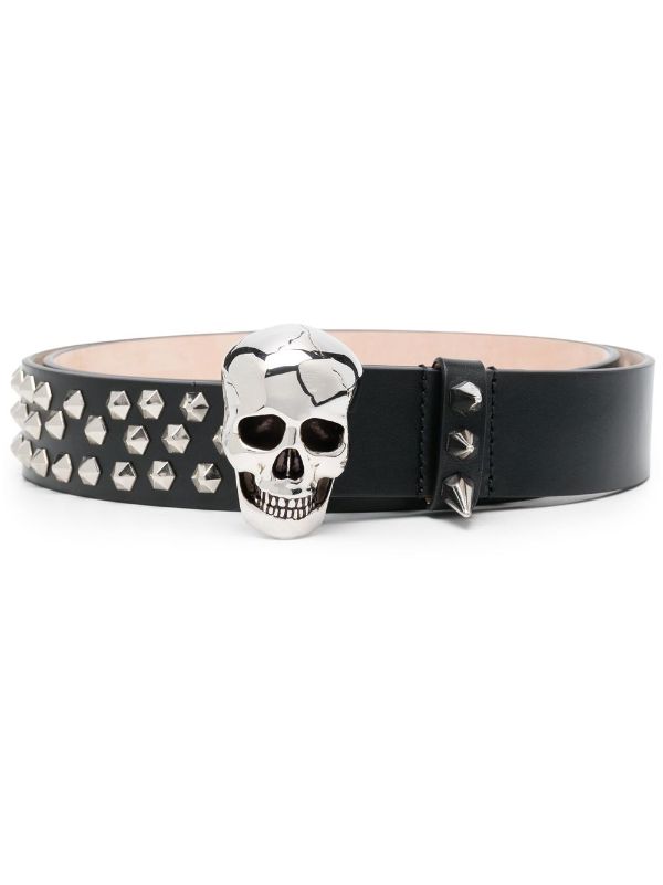 Alexander McQueen Black leather Skull belt